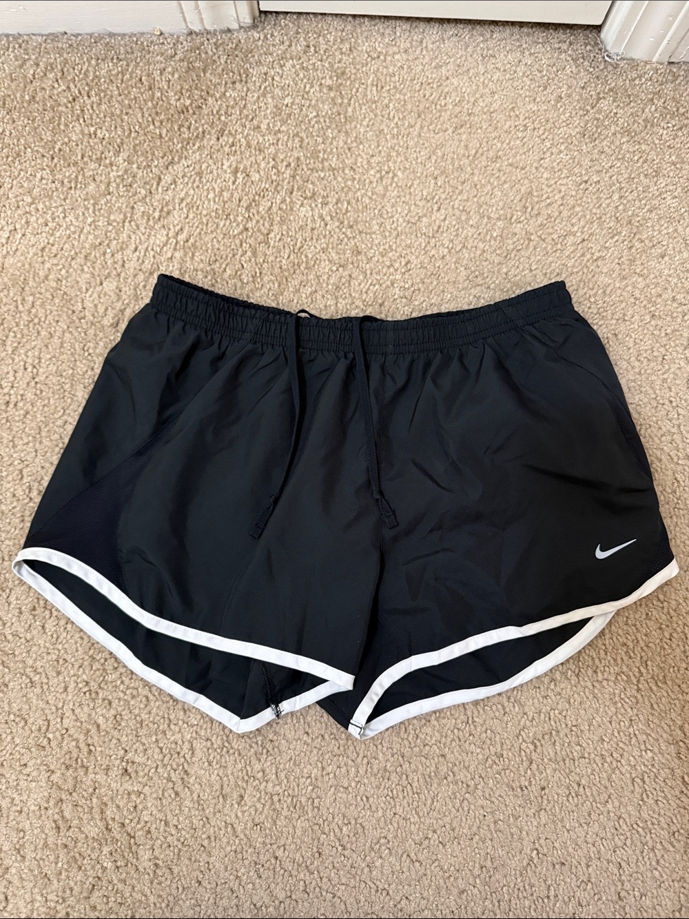 Nike Black Athletic Running Shorts with White Trim